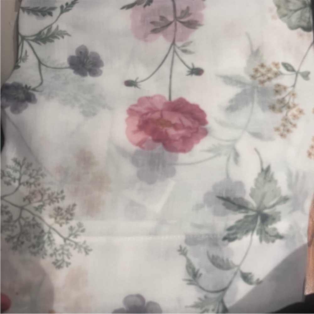 Martha Stewart Garden Print Sheer Curtains - White and Pink - Picture 3 of 4